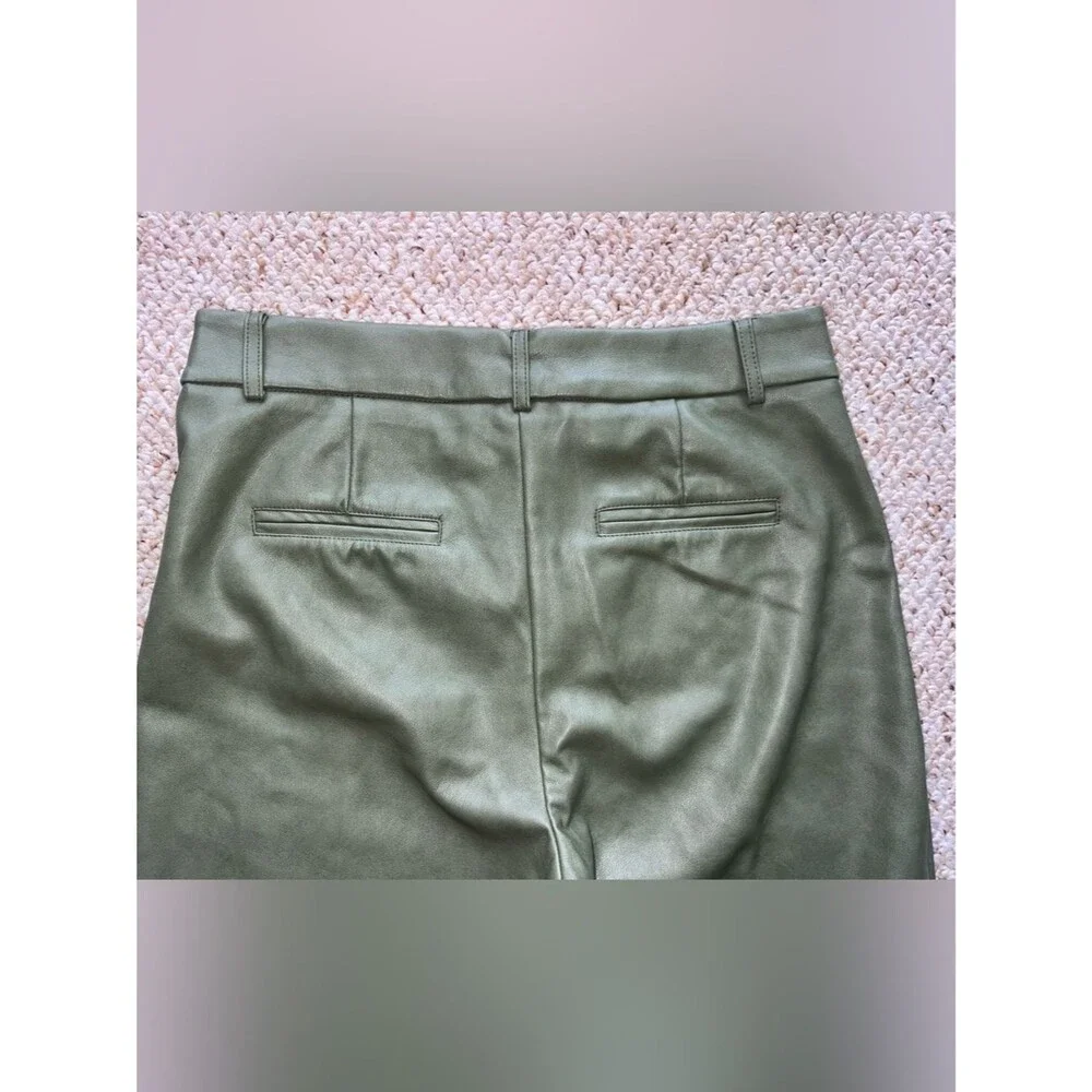 7 For All Mankind Medium Olive Wide-Leg Faux Leather Pants